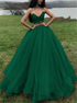 Ball Gown Green Pleats Organza Prom Dress LBQ4015